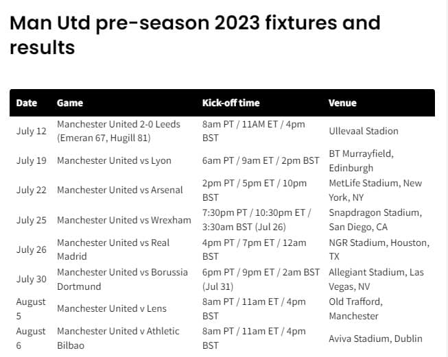 Manchester United pre-season game